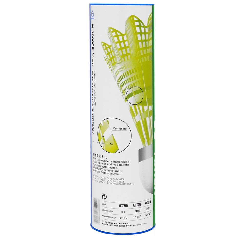 Amazon.com : Mavis 2000 Nylon Tournament Shuttle-Yellow (1/2 Dozen